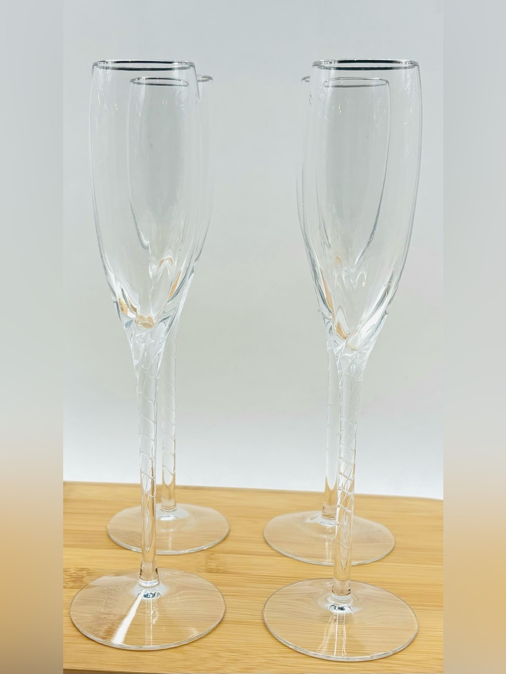 Lenox Millennium Encore Platinum Champagne Flutes Stemware lot of 4